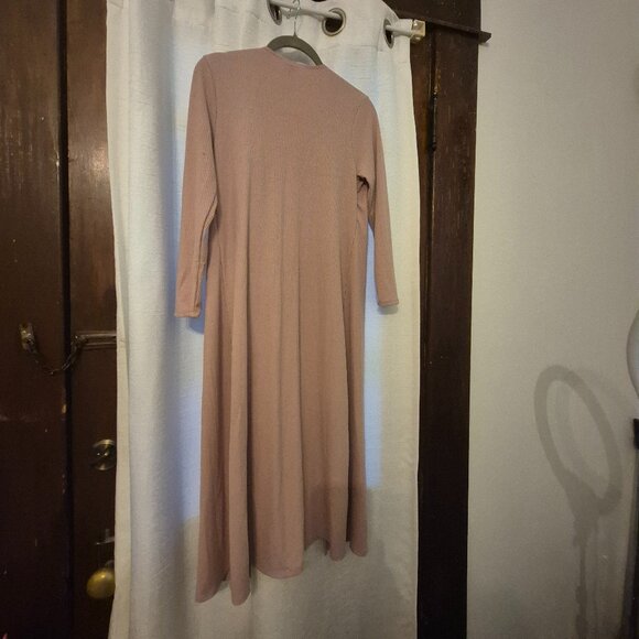 Women's Duster Cardigan Ribbed Open Front Long Sleeve Blush Pink Size L - Picture 4 of 5